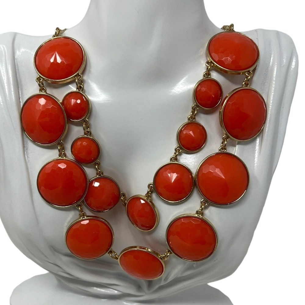 Orange Bubble Necklace‎ Bib Statement Fashion Choker Collar Gold Tone